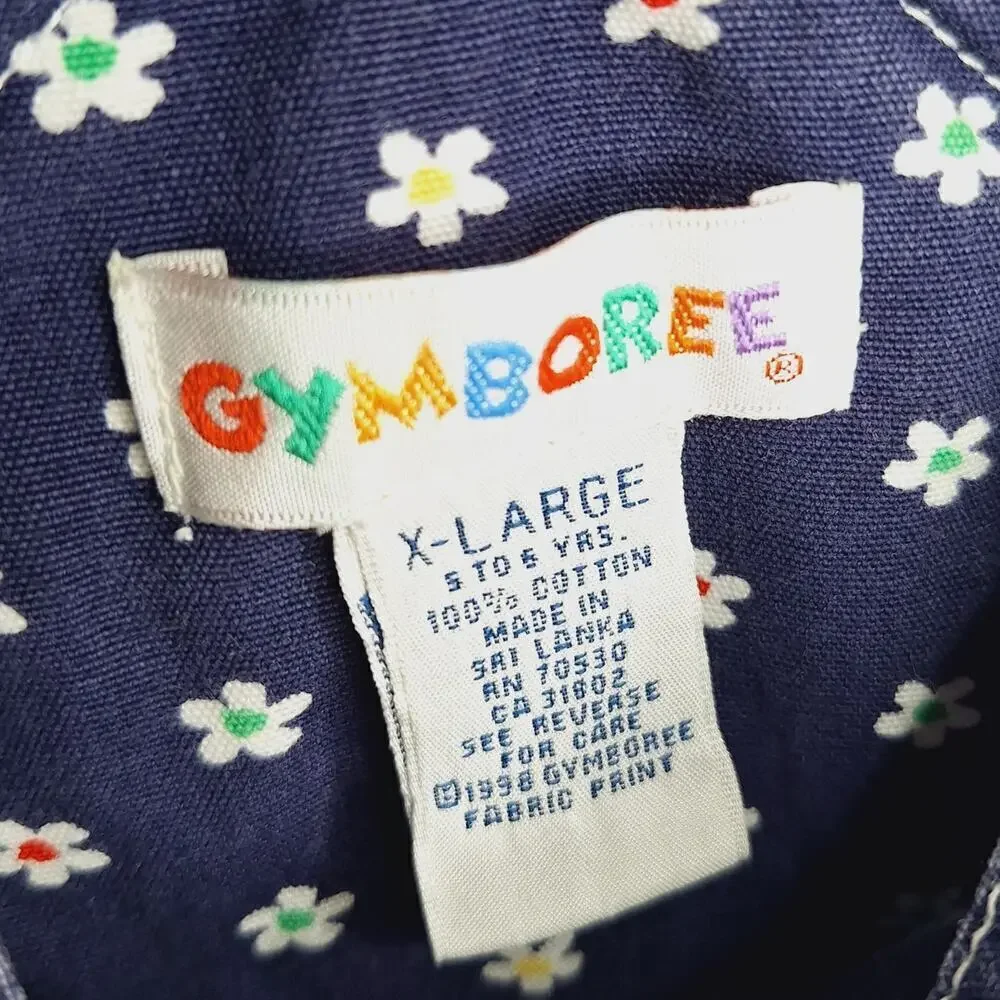 Vintage 90s Gymboree Daisy Overalls Girls 5/6 Floral Rainbow Tag Bibs Dungarees